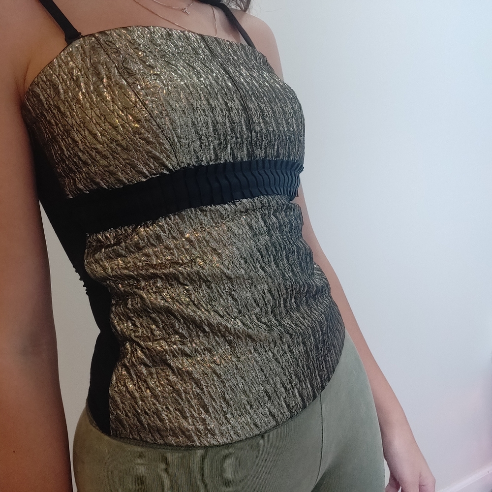 Intimissimi Gold Metallic Foil Top Curvy Size XS
